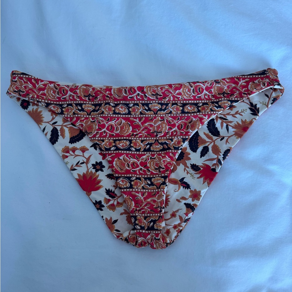 Billabong Red Black Cream Floral Bikini Bottom